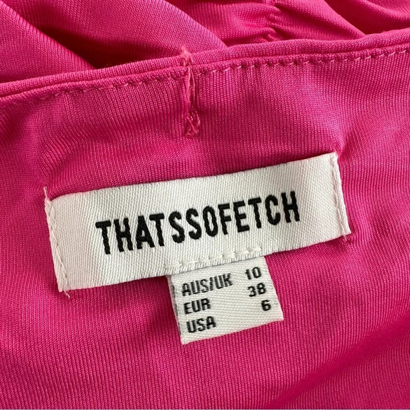NWOT Thatssofetch US 6 Tamara Pink Cut Out Mini Dress Barbie Ruched Twist New - Picture 4 of 8